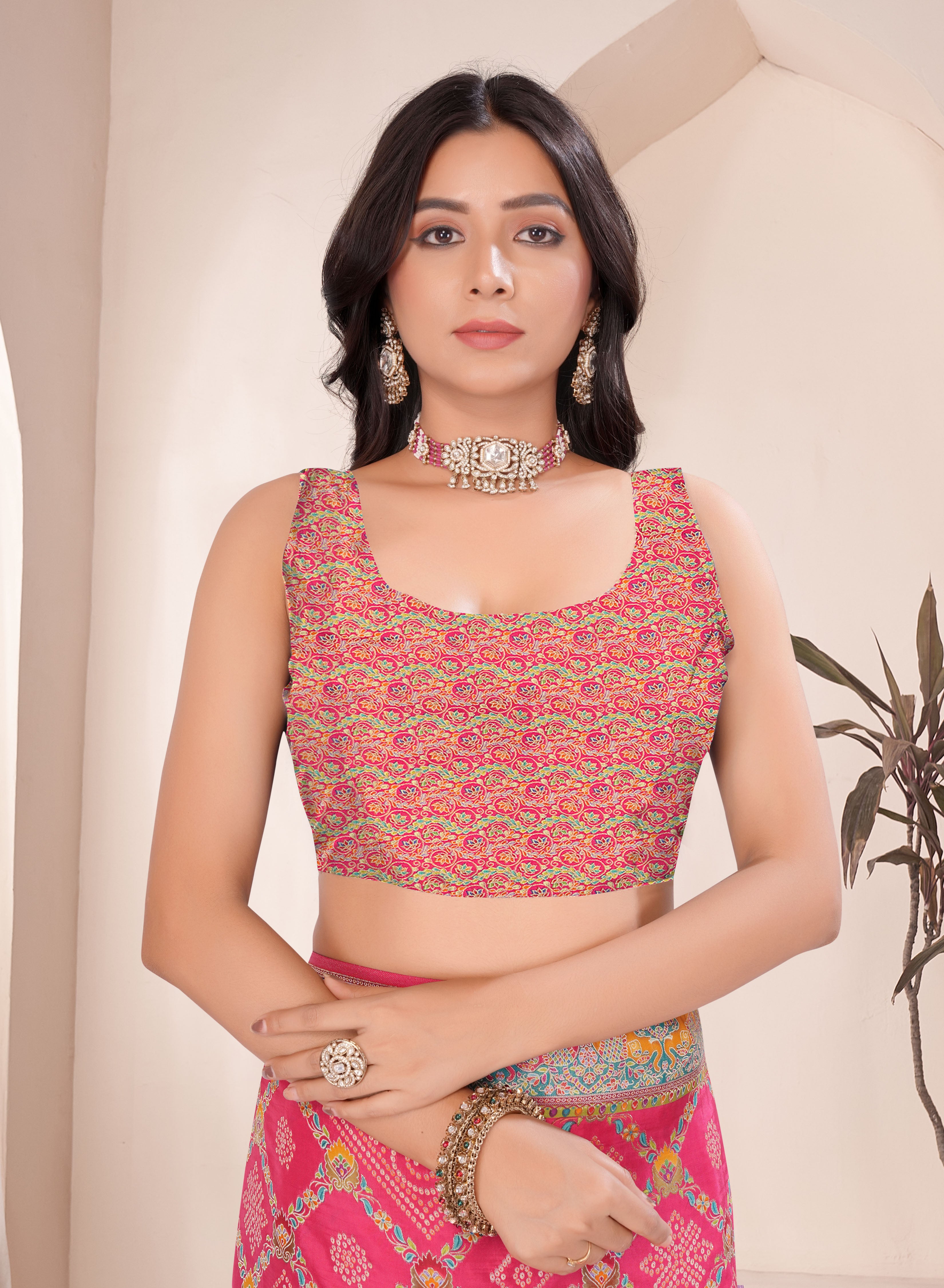 Satin Bandej Position Print Saree
