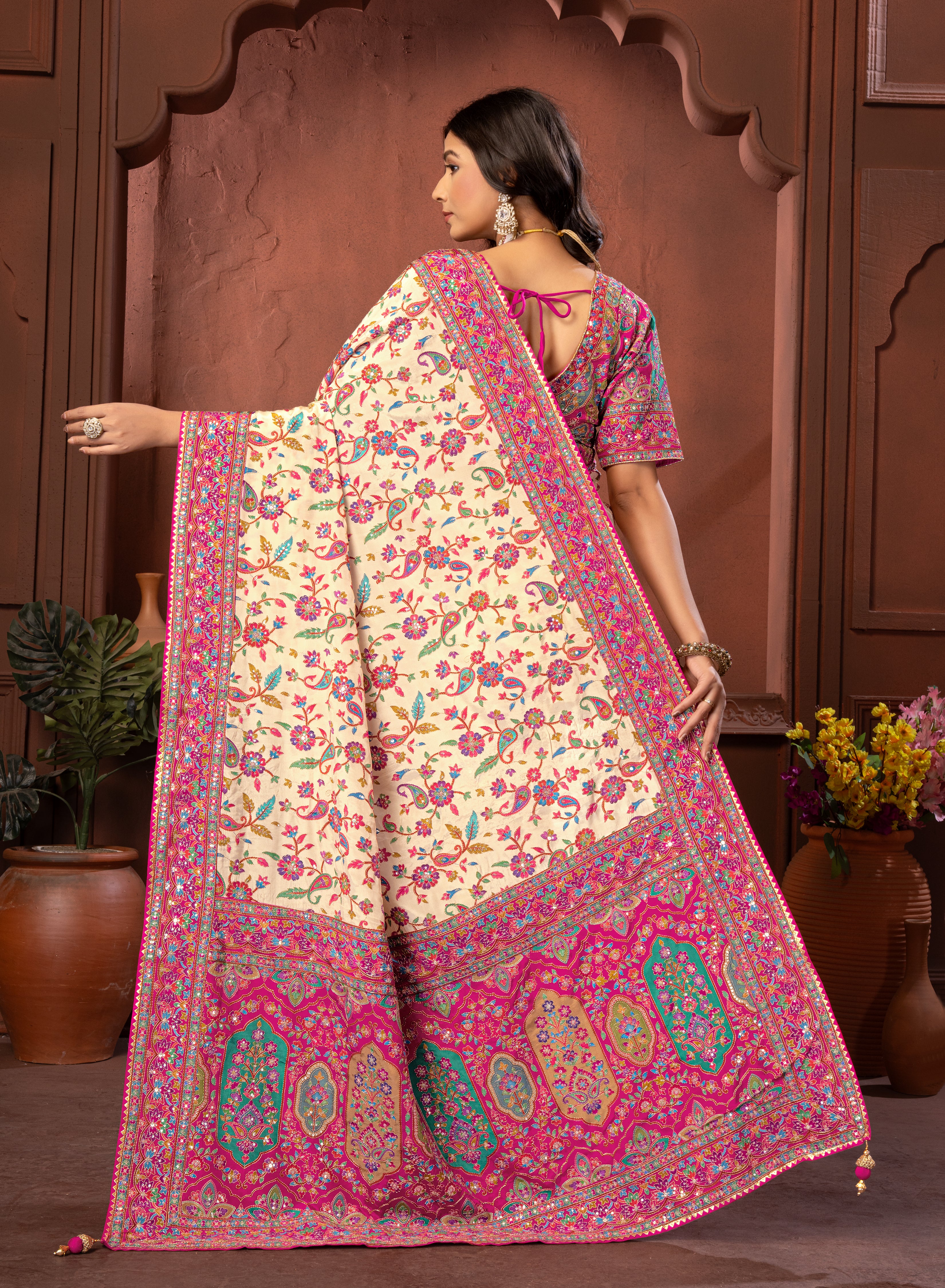 Full Embroidery Saree with Embroidered Blouse | SM Studio