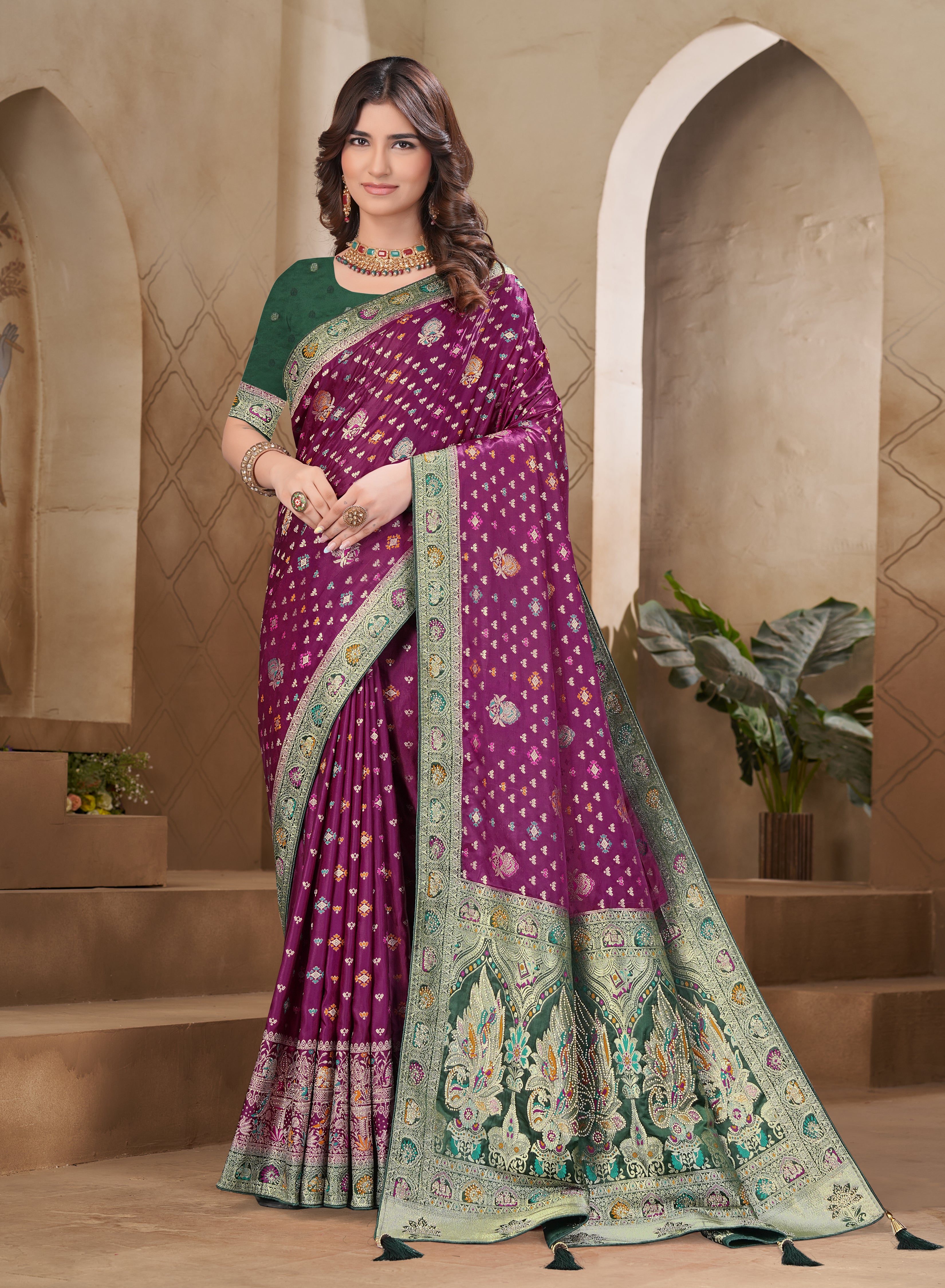 Satin Swarovski Saree with Rich Designer Pallu