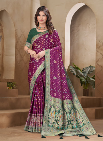 Satin Swarovski Saree with Rich Designer Pallu