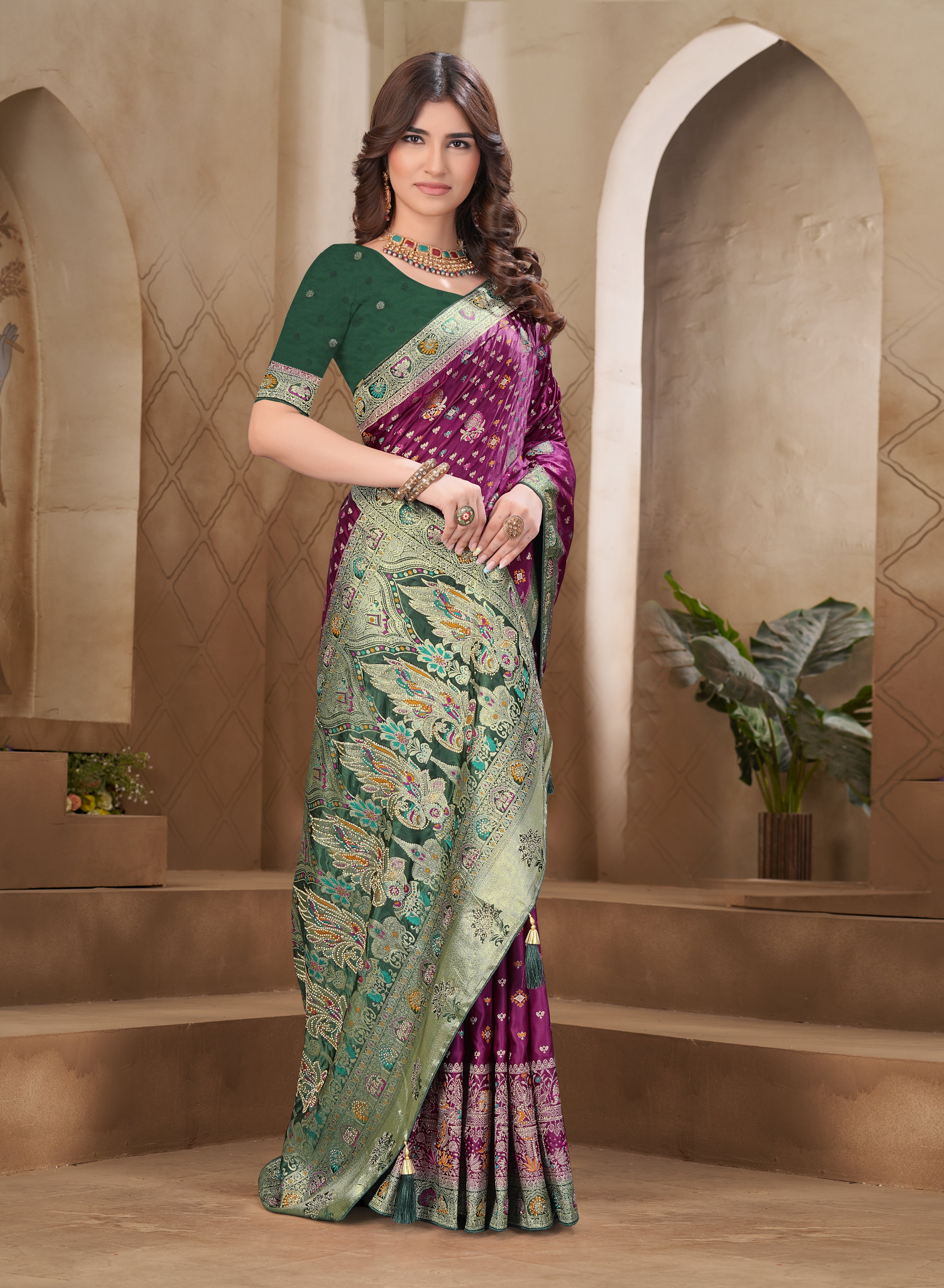 Satin Swarovski Saree with Rich Designer Pallu