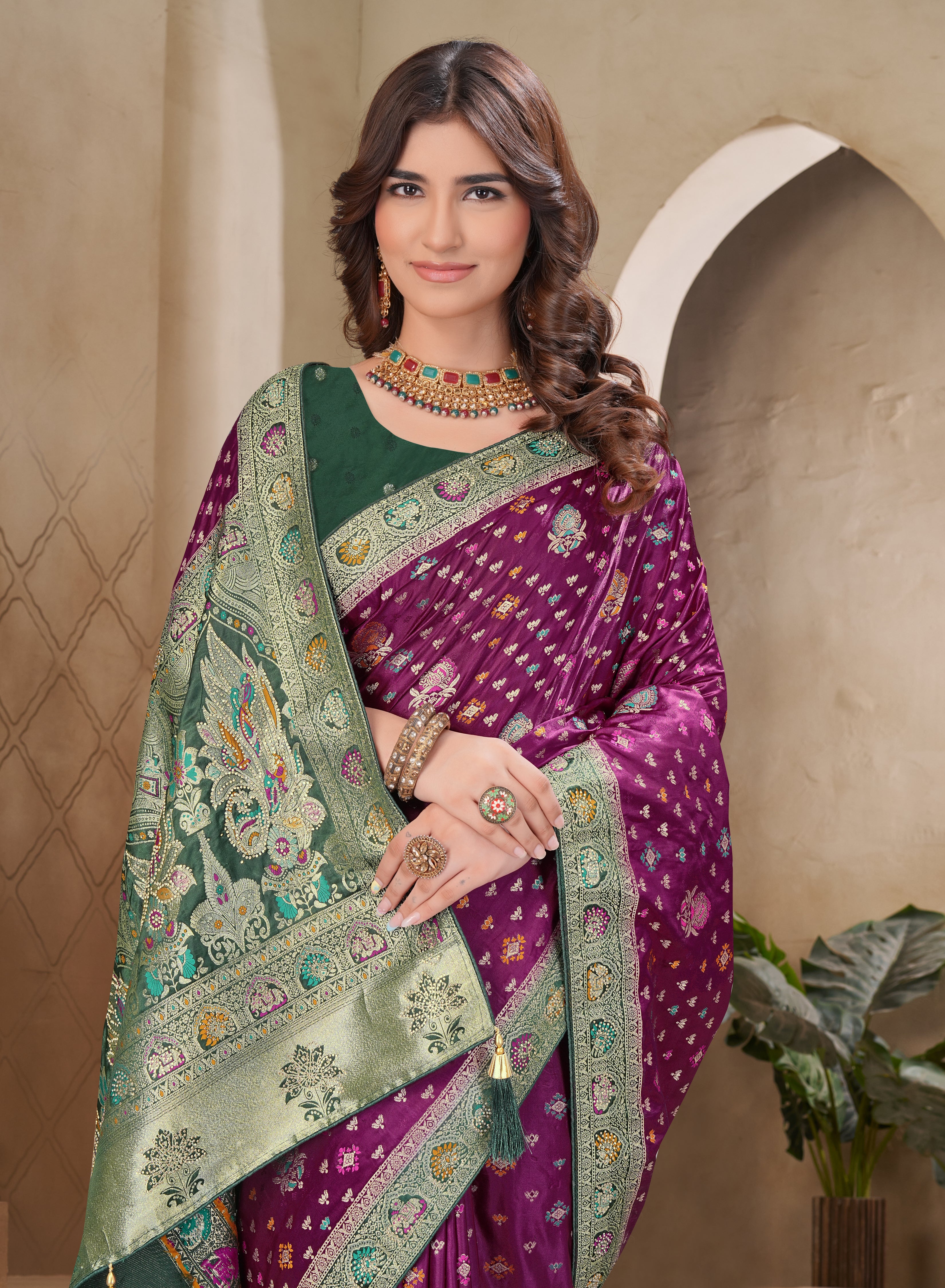 Satin Swarovski Saree with Rich Designer Pallu