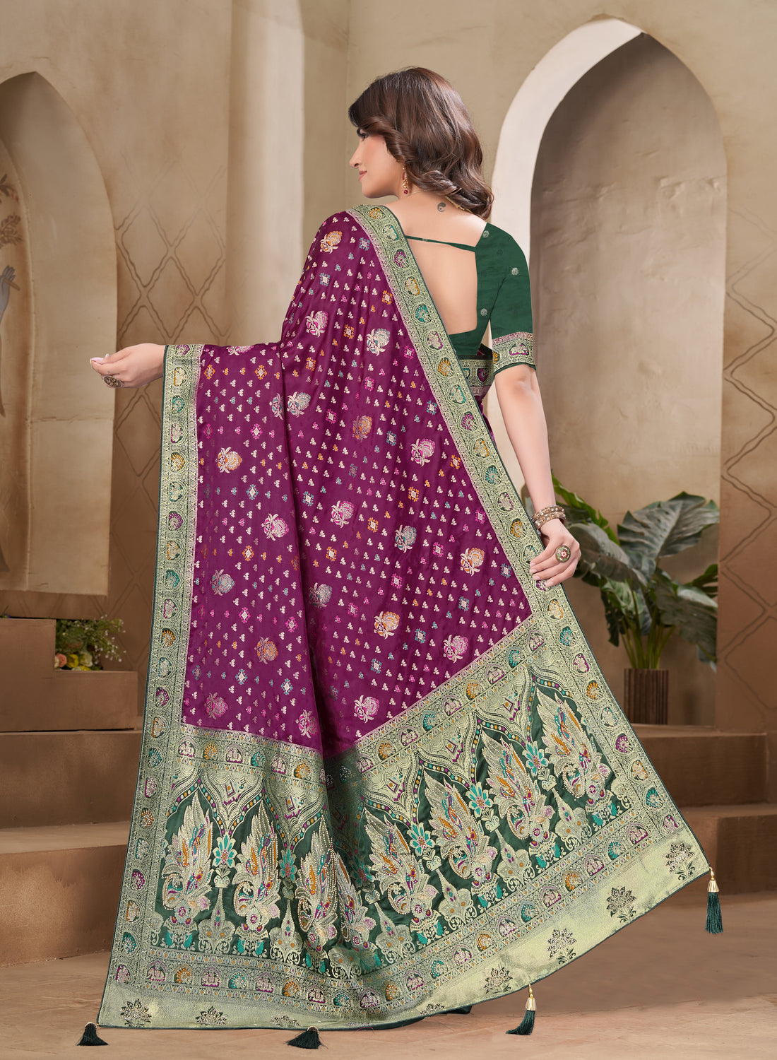 Satin Butti Swarovski Saree
