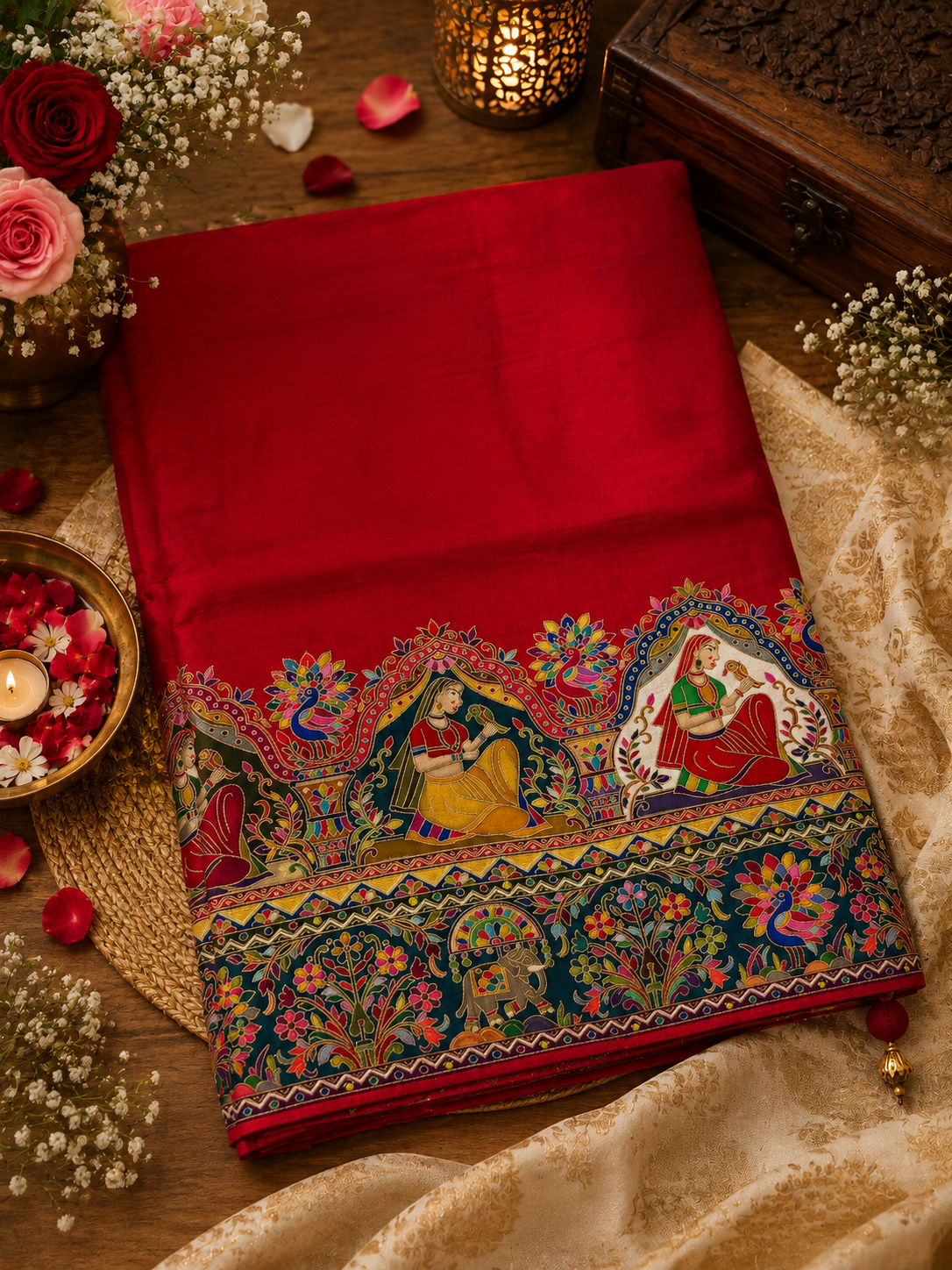 Dola Silk Position Print Saree