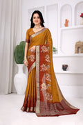 Floral Print Chinon Saree